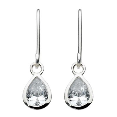 Sterling silver and cubic zirconia tear stone drop earrings